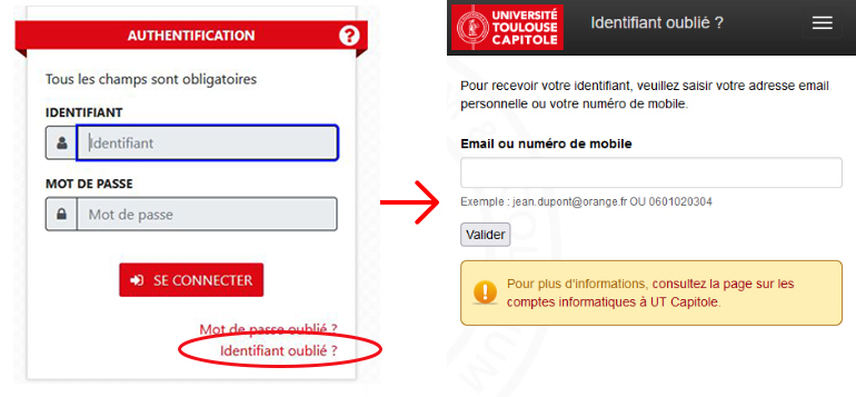 identifiant oublie