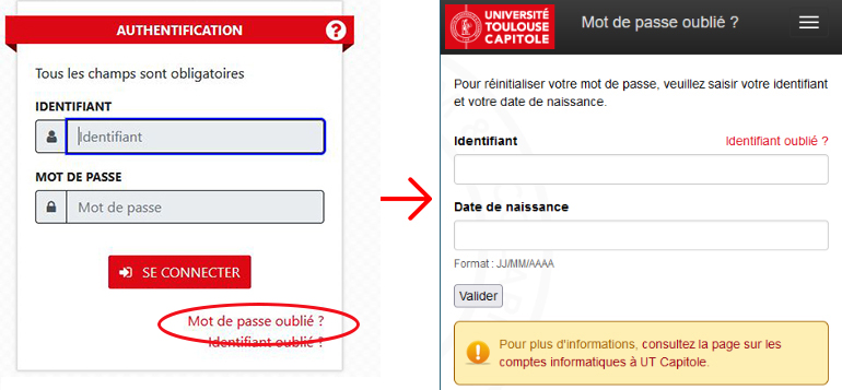mot de passe oublie